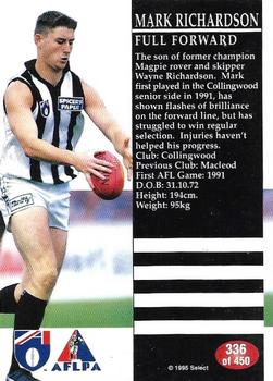 1995 Select AFL #336 Mark Richardson Back